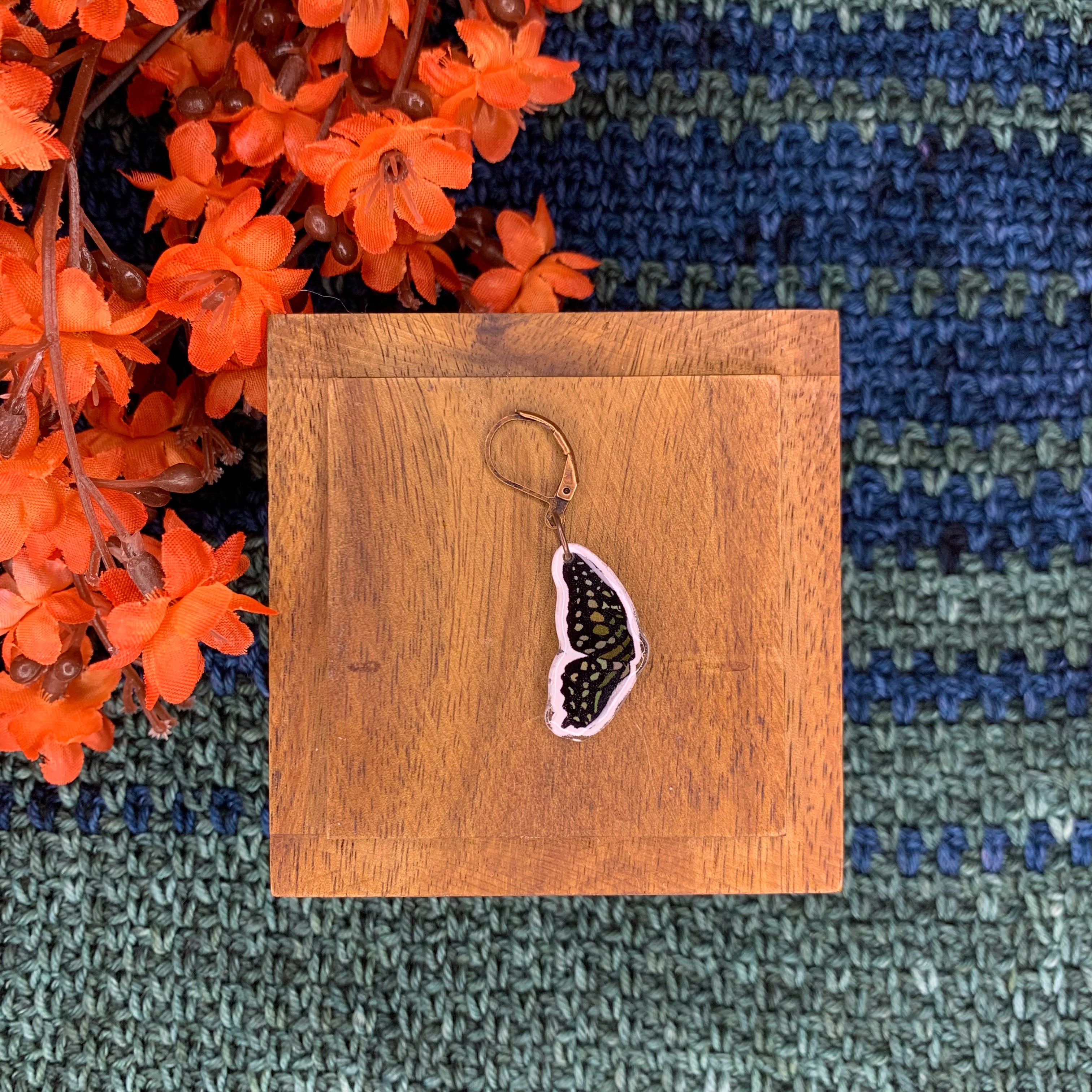 Green Butterfly Wing Stitch Marker