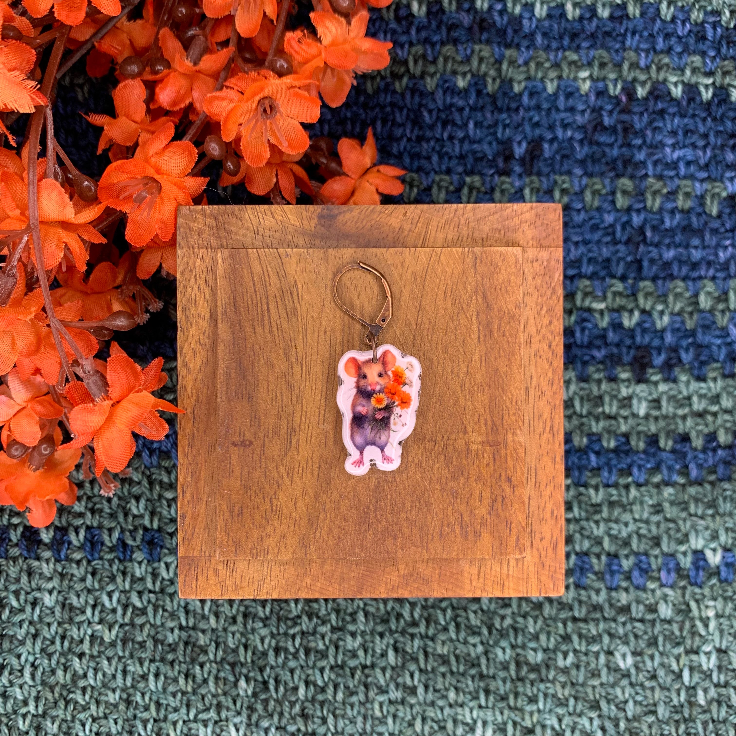 Happy Floral Mouse Stitch Marker