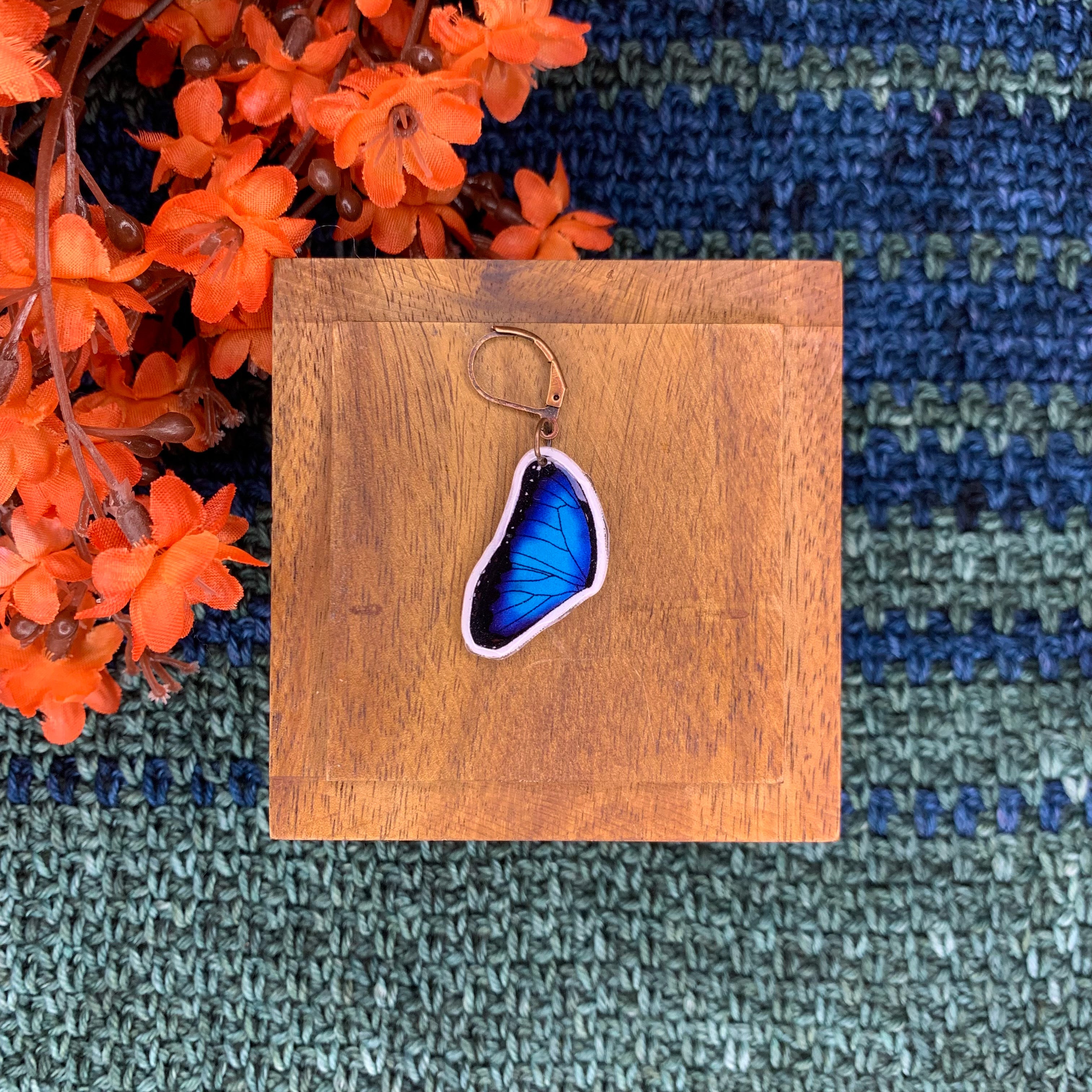 Blue Butterfly Wing Stitch Marker