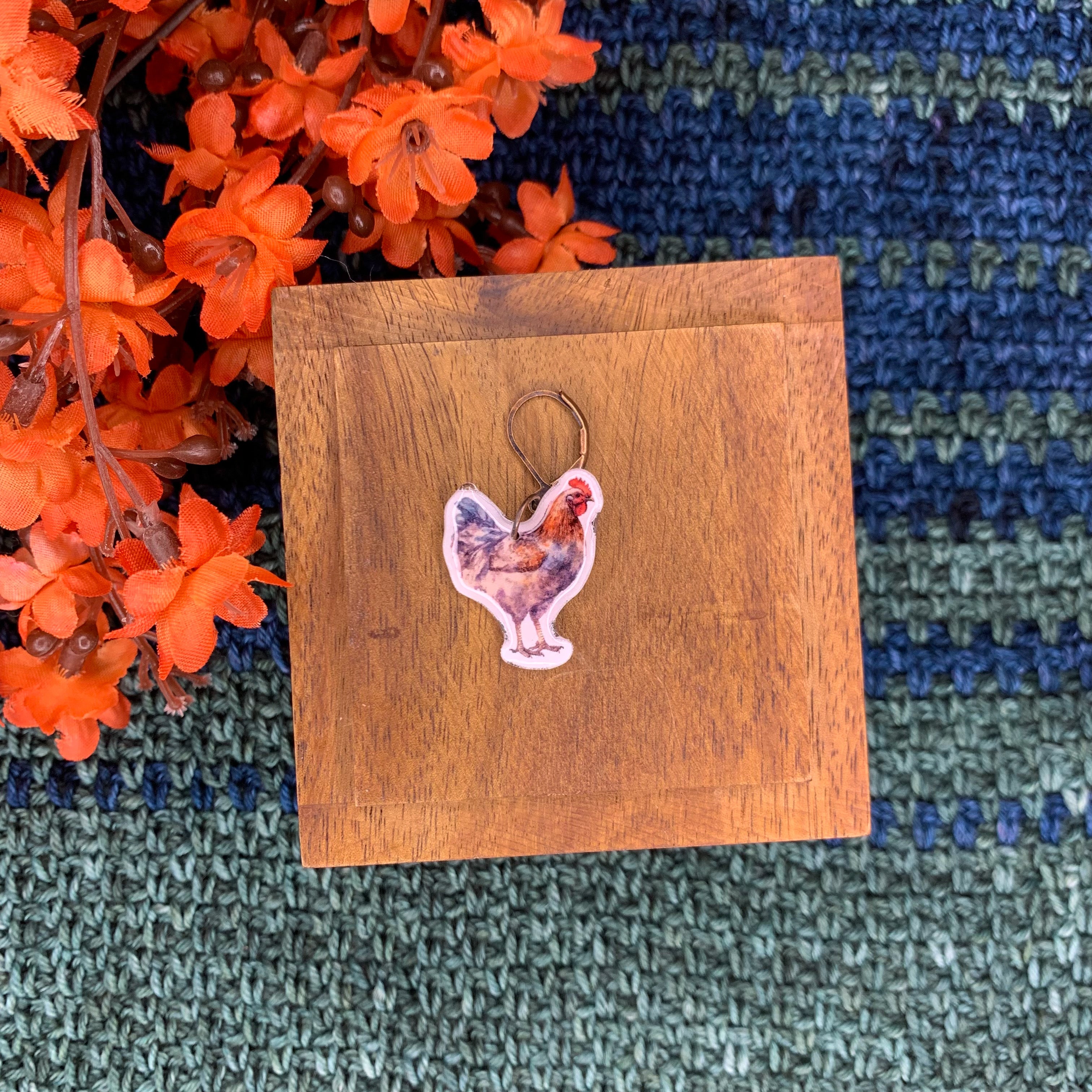 Blue Tail Chicken Stitch Marker
