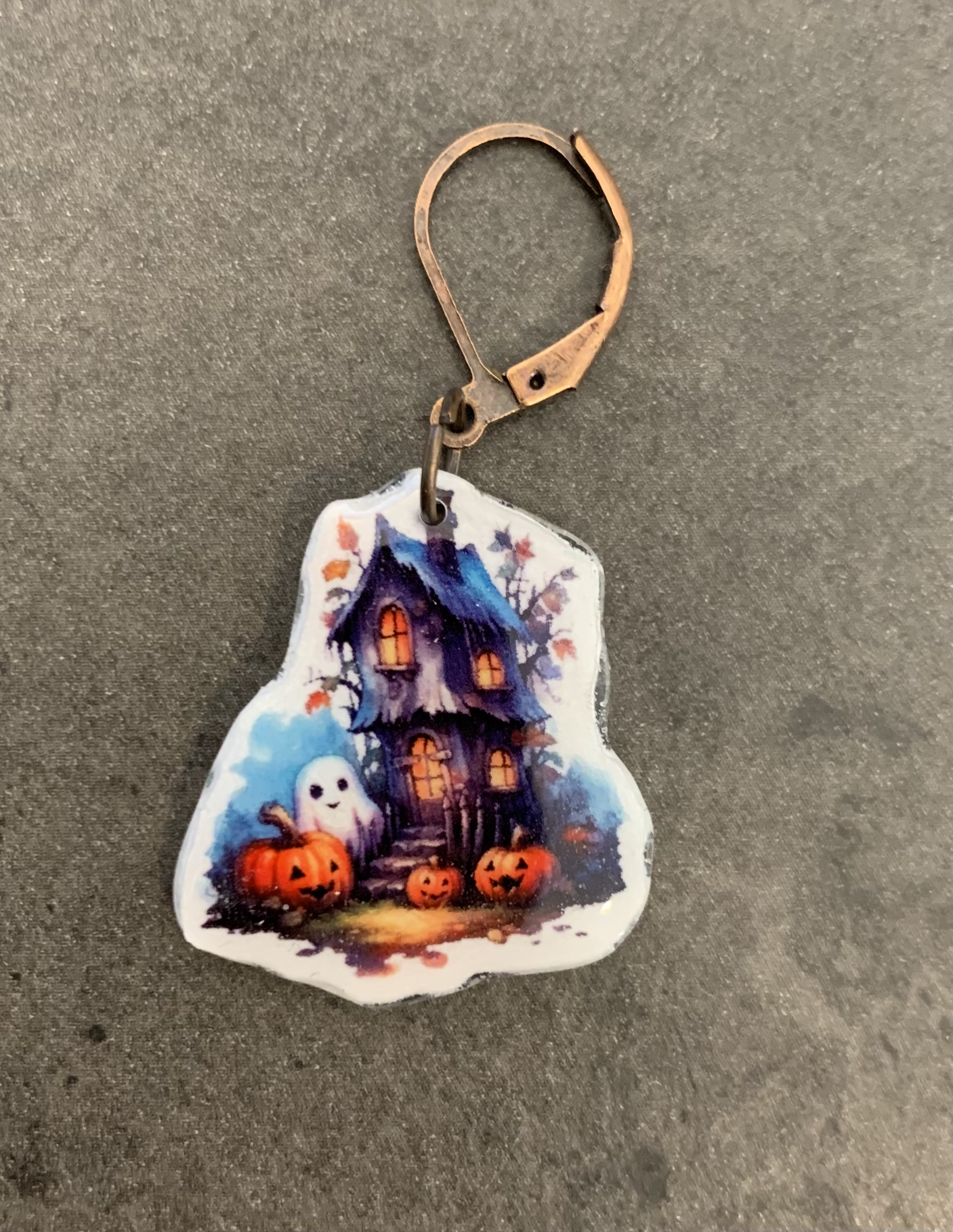 Blue Ghost House Stitch Marker