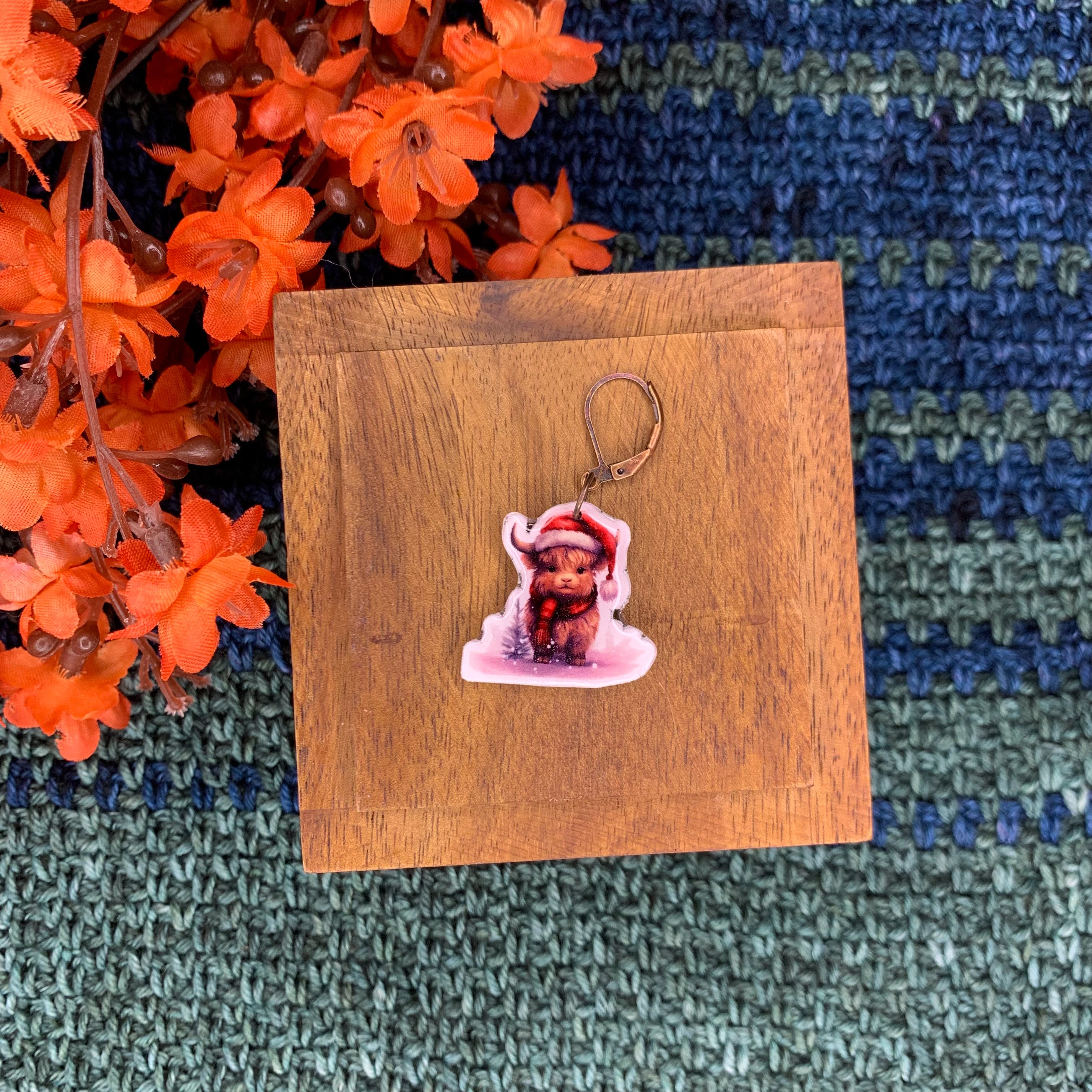 Christmas Cow Tree Stitch Marker