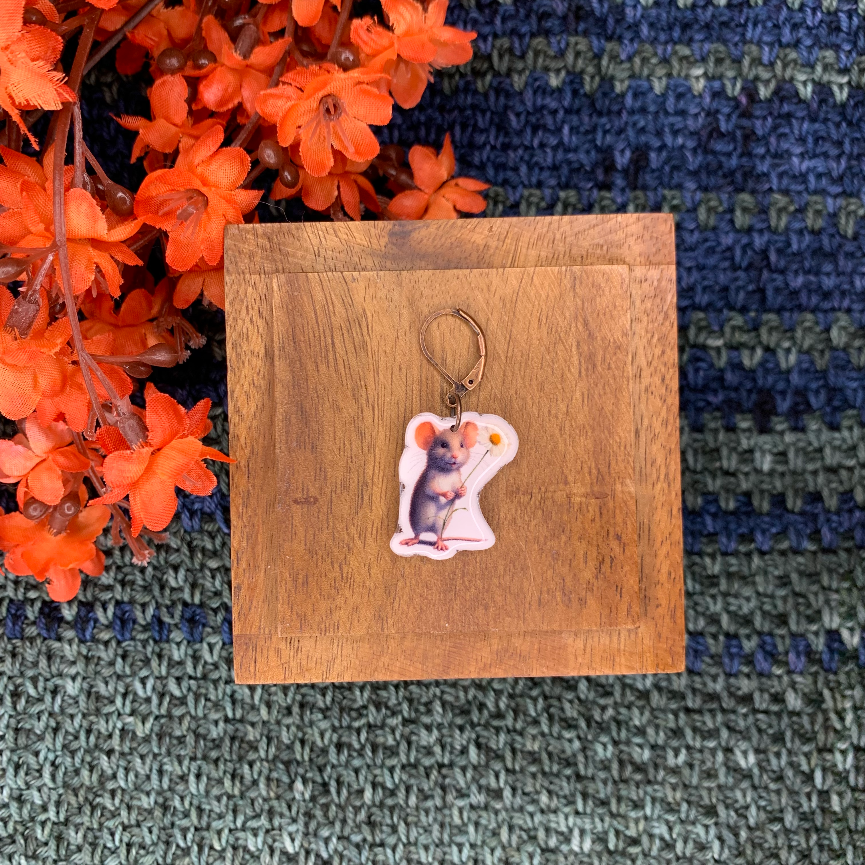 One Flower Mouse Stitch Marker