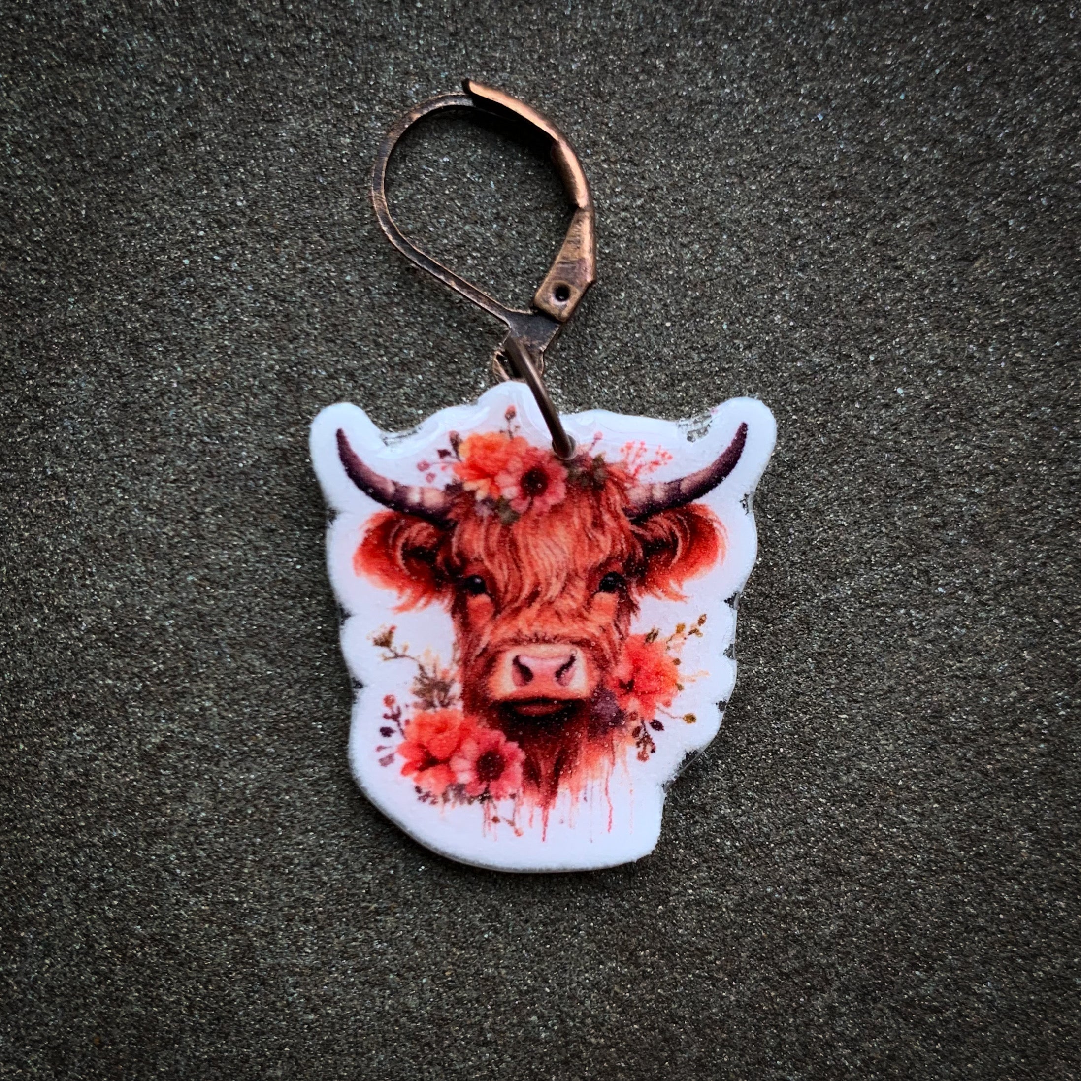 Pink Flower Cow Stitch Marker